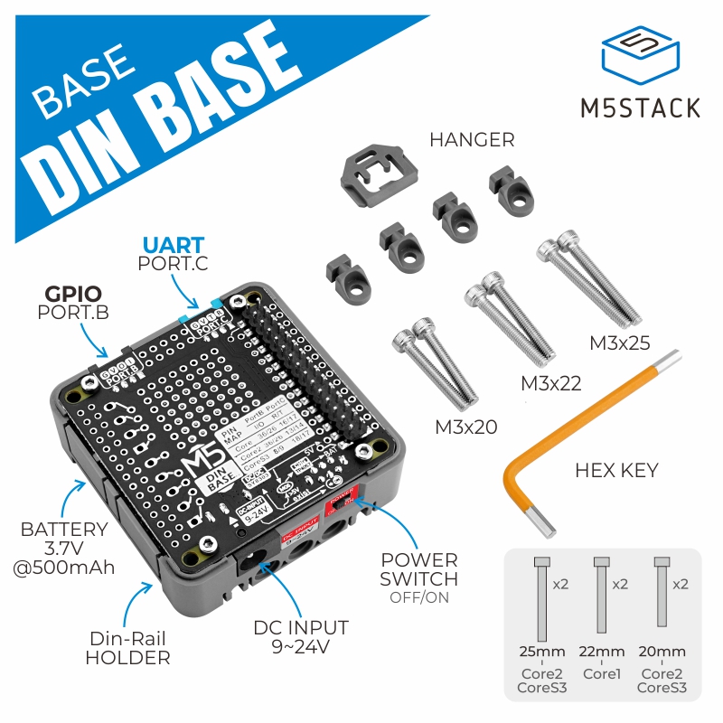 Base Din ufficiale M5Stack con - M5Stack Core2 recensione e prezzo